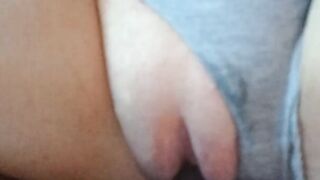 rubbing cunt, hand job and cum on her panties