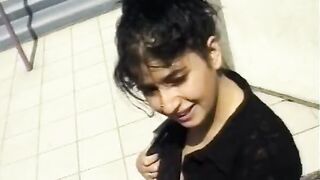Long ass Cutie gets her soak twat slammed with 2 dongs