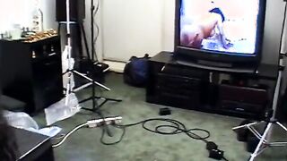 Long ass Cutie gets her soak twat slammed with 2 dongs