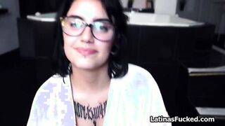 Slutty Hispanic inside glasses ride huge cock