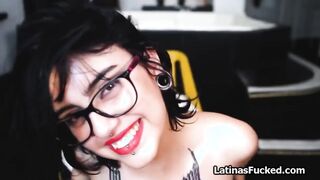 Slutty Hispanic inside glasses ride huge cock