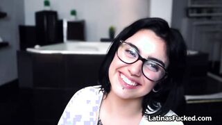 Slutty Hispanic inside glasses ride huge cock