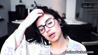 Slutty Hispanic inside glasses ride huge cock