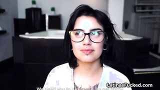 Slutty Hispanic inside glasses ride huge cock