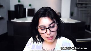 Slutty Hispanic inside glasses ride huge cock