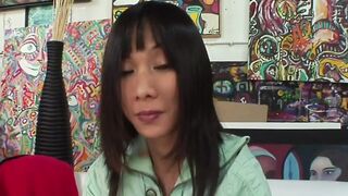 chinese mom Miako dark hair eighteen blows and fucks penis