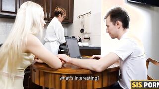 SISPORN. After dinner bro convinces stepsister to have sex inside the bedroom