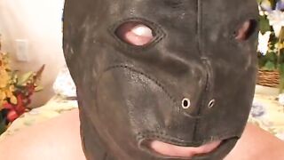 Dom is giving blowjob to her lucky masked sub