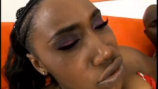 Black beauty inside red panties got fucked by lusty fellow