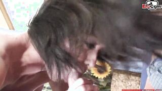 Slender tattooed dark haired Cougar with long boobs dont want a facial