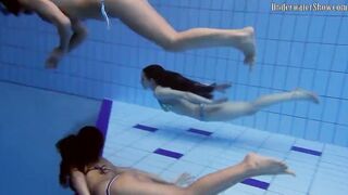 Fun nude girls got sensual into the pool
