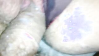 Banged! and cum on her unshaved panty twat