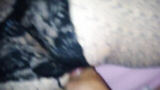 Cum on her ebony panty and fishnet pantyhose