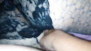 Cum on her ebony panty and fishnet pantyhose