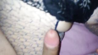 Cum on her ebony panty and fishnet pantyhose