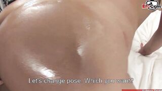Anal porn with a big tit dark hair hoe and with milk and food