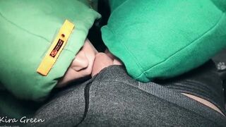 Girls inside hoodies blowing dick - bj, blowing nuts, doggy, creampie into mouth, blowing after cumming - 3some Amateur 19 Yo Kira Green (ShortVer)