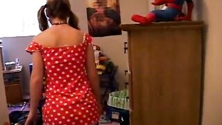 Adorable blonde with frog tattoo above her long ass ride dick