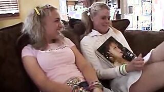 Slim blonde 18 yo gets naked and mastrubates