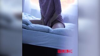 I'm spying on my best friend's sister when she masturbates into her room