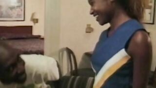 Skinny young black gets her vagina licked before fucking