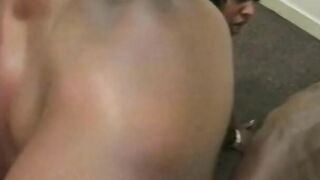 Ebony hunk gets to boned a college beauty on the kitchen