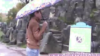 Small Tyler gets naked off into outdoors and Fingered cunt