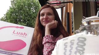 CzechStreets - Bombshell Russian cunt with mouth with a bushy twat has an orgasm into outside