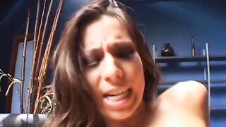 Young unshaved hot with tattoo exchanges vibrator for stiff rod