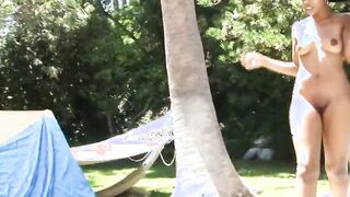 Vulgar african Bae warms up by masturbating, then gets pounded