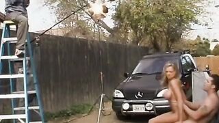 Behind the scenes footage of porn video action