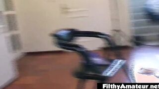 A incredible sexy young dark hair for 2 dicks