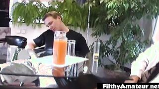 A incredible sexy young dark hair for 2 dicks