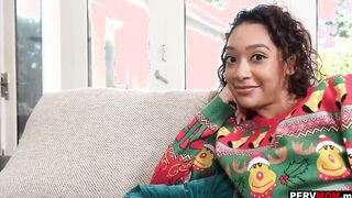 Ebony stepmom Misty Stone and step-daughter Sarah Lace xmas three-way fun