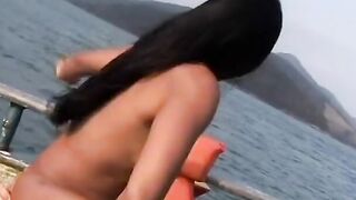 Crazy Hot Hispanic with adorable tan lines gets boned by the water