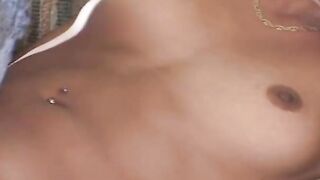 Tiny titties ghetto ho on sofa blowing and fucking