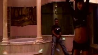 Super white dancer inside leather gear takes a latin penis