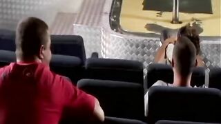 Crazy Sexy white blonde bimbo with red garter belt takes penis