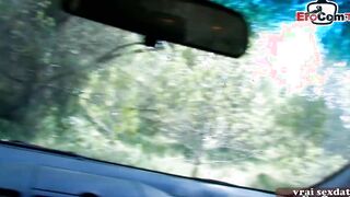 French amateur cougar bitch make outside sex into forest