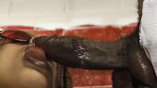 Vulgar african bitch with glasses gets pounded by stud