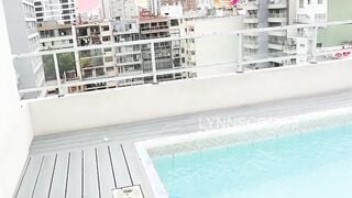 Vulgar Hispanic Ex-Wife Fuck at the Pool on the Hotel Rooftop - LynnScream