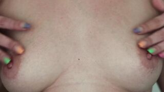 Having Fun with my jugs until I cum with my clitoris