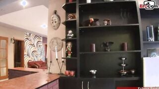 FFM anal threesome with the cleaning lady and a big titted dark hair