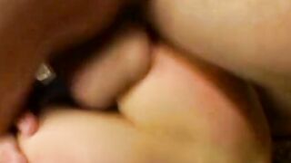 Cutie dark haired with long juicy titties gets hard double banged