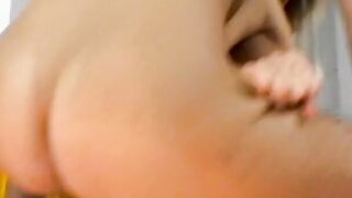 Blonde playmate is DPed by 2 fat dicks on couch