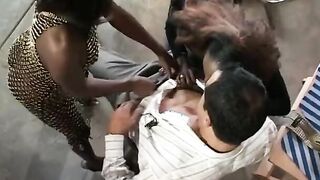 Stud fucks two beauty penis blowing ebony anal bitches