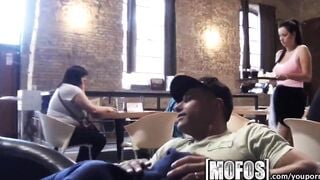 Mofos - Young lovers fucked into café into outdoors