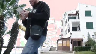 Outdoors Blonde Cindy Sun with long boobs loves anal sex