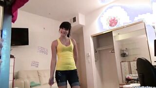 Little Bailey with natural hooters and plowed rough snatch