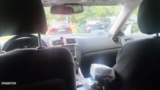 Amateur bimbos Sloppy closeup head into vehicle